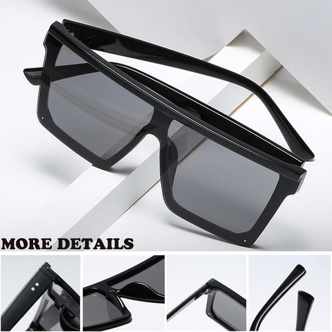 Flat Top Oversized Sunglasses - Square Sunglasses for Women Men Mirrored Rimless Sun Glasses Big Frame Fashion Shades UV400 Protection