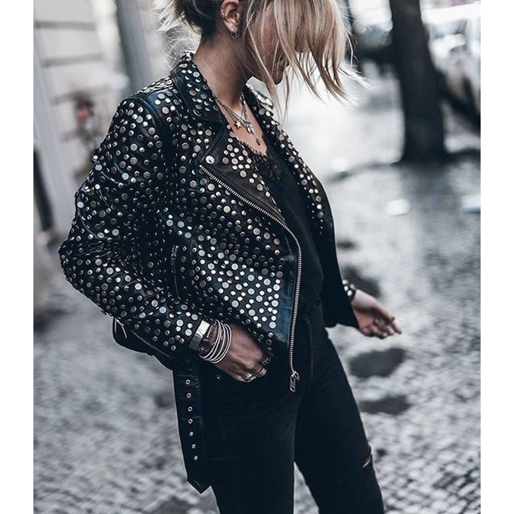 Women's Studded Leather Jacket | KC Leather Signature Range - Ashley - KC  Leather Co.
